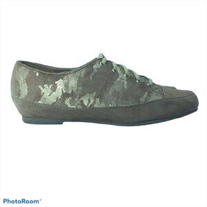 MUNRO Womens Shoes 6.5N Lace Up Taupe & Gold Camo Faux Cork Shoes